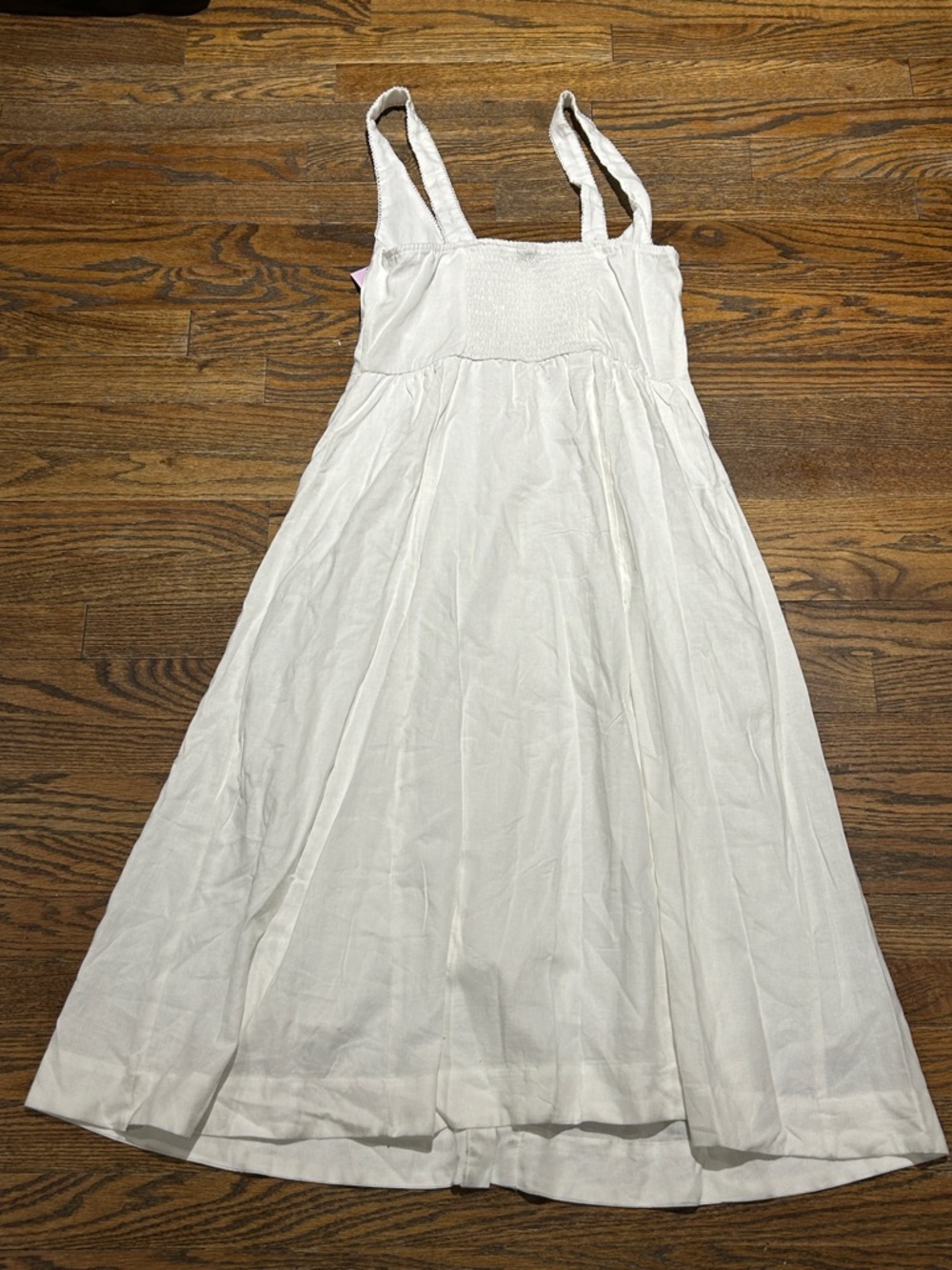 White Button-Front Sundress with Wide Straps - Picture 5 of 5